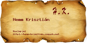 Hemm Krisztián névjegykártya